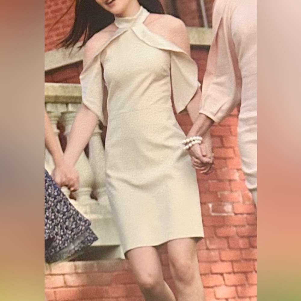 Alice + Olivia cocktail dress. Pale pinkish cream color.